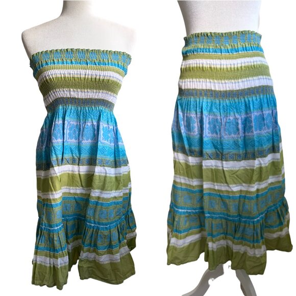 Moda International x Victoria's Secret Strapless Smocked Dress Tiered Skirt VTG - Picture 1 of 6